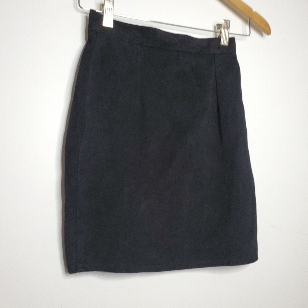 VINTAGE black suede mini skirt